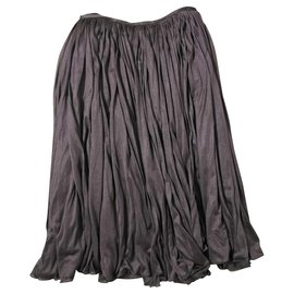 Hermès-Hermes brown pleated silk wrap around skirt FR36-Brown