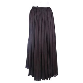 Hermès-Hermes long Grecian style brown silk jersey wrap skirt FR38-Brown
