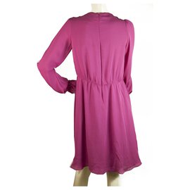 Michael Kors-Michael By Michael Kors Fuchsia 100% Silk Pleated Bust  Knee Length dress size S-Fuschia