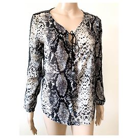 Autre Marque One Of Silk Top Black Grey Black Grey