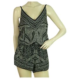Autre Marque Peace & Chaos Ethnic Printed Black and White Playsuit Summer Romper Size M / L Black White