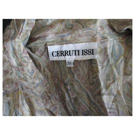 Cerruti 1881-Camicetta incrociata in seta, taille 36/38.-Multicolore