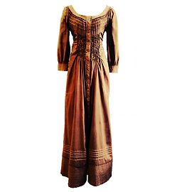 Philosophy Di Alberta Ferretti ROBE MAXI EN COTON DESIGNER DE LUXE Marron