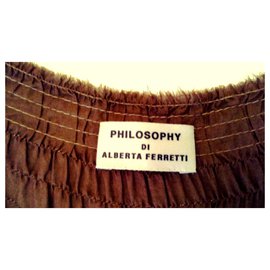 Philosophy Di Alberta Ferretti-LUXURY DESIGNER COTTON MAXI DRESS-Brown