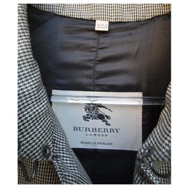 Burberry-trench da uomo vintage Burberry 46 Nuova Condizione-Nero,Bianco