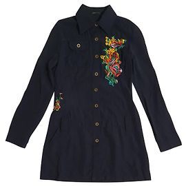 Camicia lunga ricamata nera Bcbg Max Azria tunica o abito corto Nero Multicolore