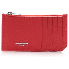 Autre Marque-YSL Red Leather Card Case-Red