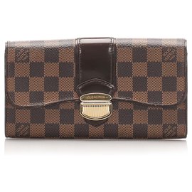 Louis Vuitton-Louis Vuitton Brown Damier Ebene Sistina Portefeuille Wallet-Brown