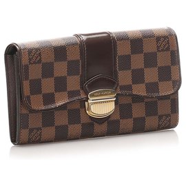 Louis Vuitton-Louis Vuitton Brown Damier Ebene Sistina Portefeuille Wallet-Brown