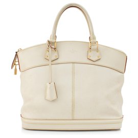 Louis Vuitton-Louis Vuitton White Suhali Lockit MM-White,Cream