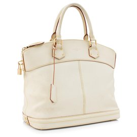 Louis Vuitton-Louis Vuitton White Suhali Lockit MM-White,Cream