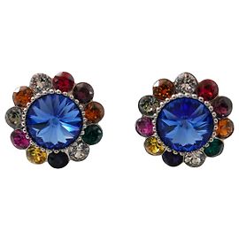 Miu Miu Brincos de cristal com clipe floral Multicor