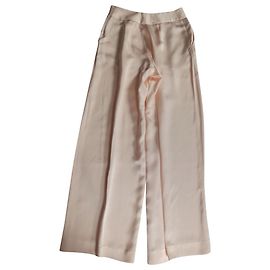 Calças de cetim de pernas largas Maison Martin Margiela Rosa Bege Outro