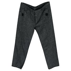 Calças Balenciaga Cinza de Algodão e Linho Cinza