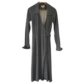 Diane Von Furstenberg DvF rare vintage silk wrap dress Black White