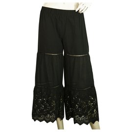 Autre Marque-Twin Set Simona Barbieri Black Cropped Pants 100% Pantalon d'été en coton sz XS-Noir