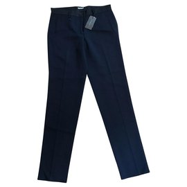 Bottega Veneta-Pantaloni in lana vergine blu scuro-Blu navy