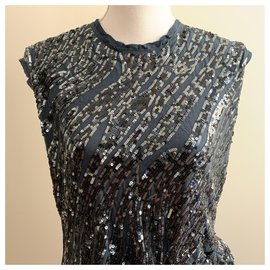 Lanvin-Couture sequins dress-Dark blue