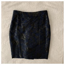 Marni-Falda de brocado de verano-Azul oscuro