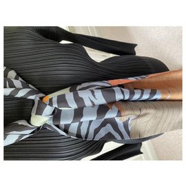 Hermès-Sciarpa Hermes maxi in twilly di seta-Stampa zebra