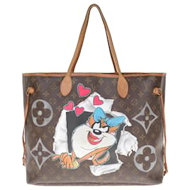 Louis Vuitton-Louis Vuitton Neverfull GM tote (Big model) customized "TAZ" and numbered #72 by artist PatBo-Brown
