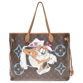 Louis Vuitton-Louis Vuitton Neverfull GM tote (Big model) customized "TAZ" and numbered #72 by artist PatBo-Brown