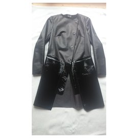 Fendi-Fendi Leather coat, Size IT38-Black