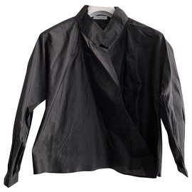 Emilio Pucci-Top de túnica de tafetán de seda negra-Negro