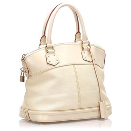 Louis Vuitton-Louis Vuitton White Suhali Lockit PM-White,Cream
