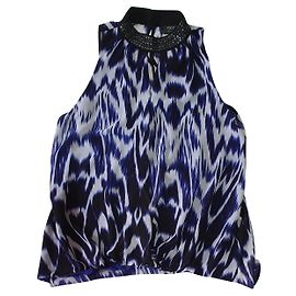 Blouse Nicole Miller Multicolore Noir Bleu Polyester Taille M Noir Bleu Multicolore