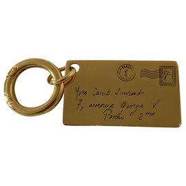 Yves Saint Laurent-Titular de clave de metail de correo electrónico dorado-Gold hardware