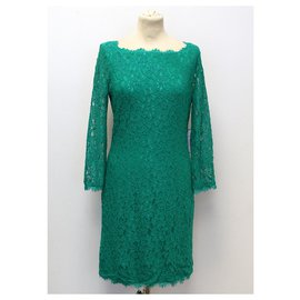 Diane Von Furstenberg-DvF Zarita vestido de renda esmeralda-Verde