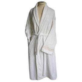 Hermès-HERMES White combed cotton bathrobe Excellent almost new condition TL-White