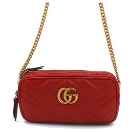 Gucci-GG Gucci Marmont matelassé mini bag red-Red