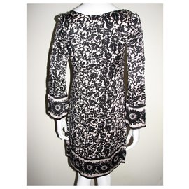 Diane Von Furstenberg-DvF black and cream floral silk dress-Black,Cream