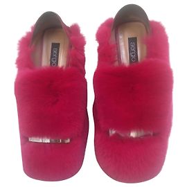 Sergio Rossi Fur slippers Fuschia