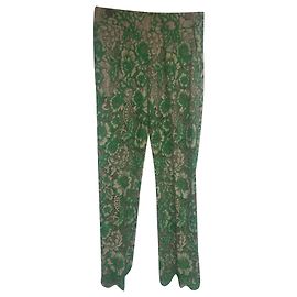 Twin Set Calças rendadas Verde