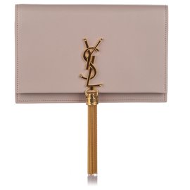 Autre Marque-YSL Brown Kate Leather Wallet on Chain-Brown,Beige