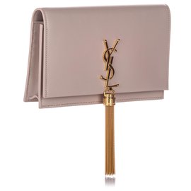 Autre Marque-YSL Brown Kate Leather Wallet on Chain-Brown,Beige