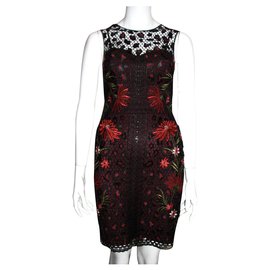 Karen Millen-Karen Millen Lace Dress-Black,Red