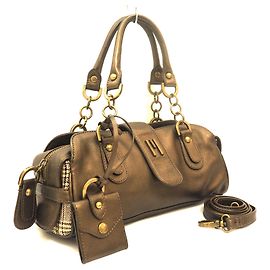 Borsa Missoni in pelle marrone Nero Bianco Marrone scuro