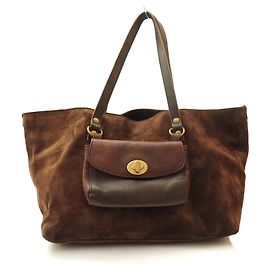 Sac cabas en daim camel Miu MIu en marron Marron Marron foncé