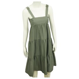 Vestido con volantes sin mangas verde oliva Sportmax Talla M 38 Verde claro