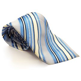 Giorgio Armani Stripe Silk Neck Tie Blue Navy blue Light blue Dark blue