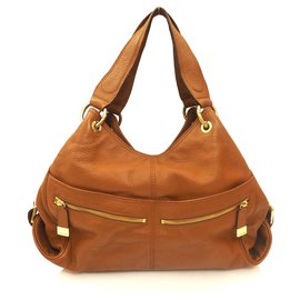 Michael Kors-Michael Kors Genuine Leather Multi-Pocket Bag-Brown,Golden,Light brown