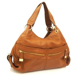 Michael Kors-Michael Kors Genuine Leather Multi-Pocket Bag-Brown,Golden,Light brown