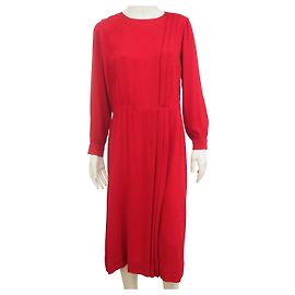 Vintage Hermes Hermès Pure Silk Midi Kleid Größe 38 - 40 US Rot