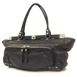 Lanvin-Lanvin Paris Classic Goatskin Leather Bag Handbag in Navy Blue-Navy blue