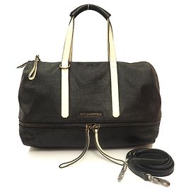 Borsa a tracolla Karl Lagerfeld in pelle bianca e nera Nero Bianco