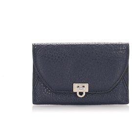 Autre Marque-Ferragamo Blue Gancini Leather Card Case-Blue